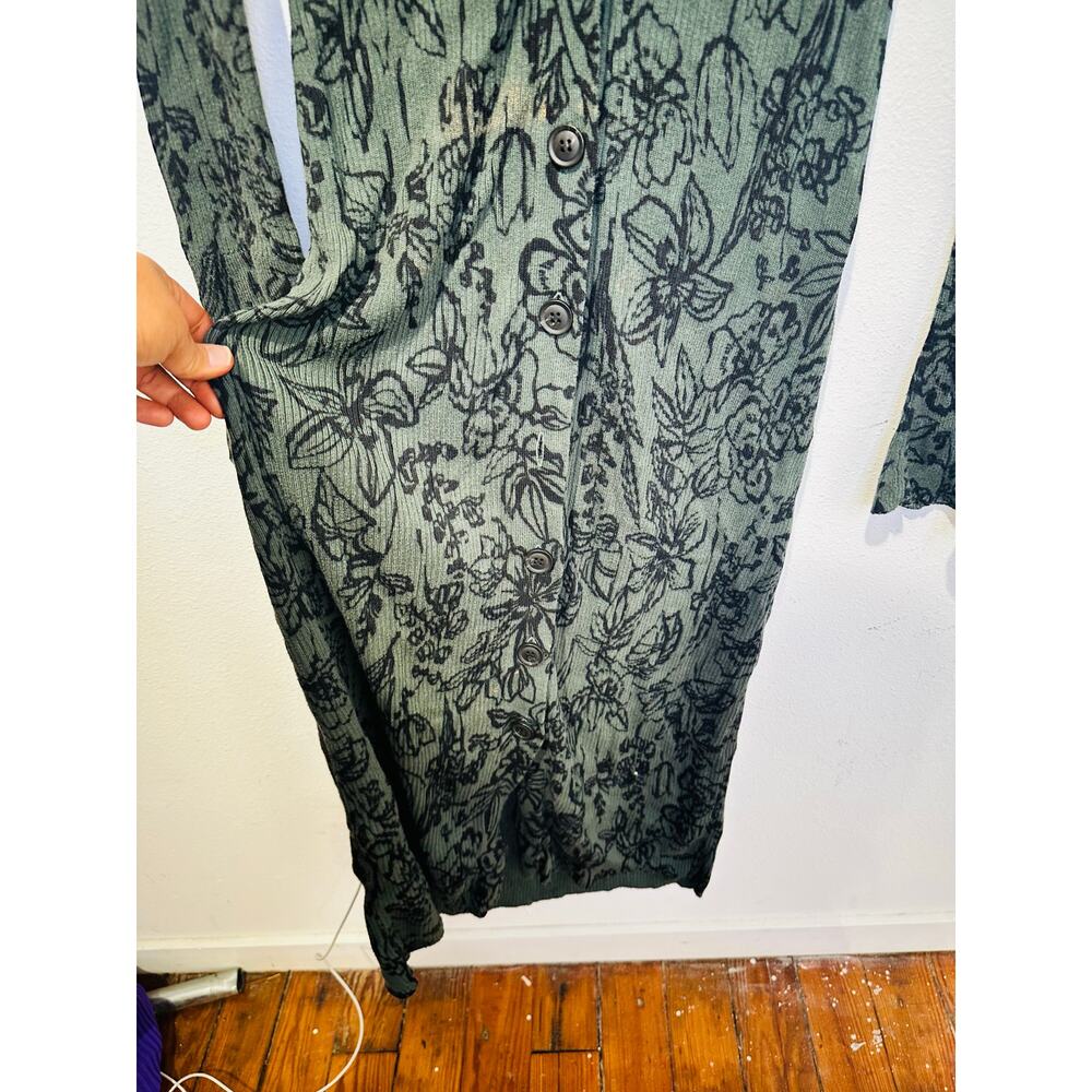 Jason Wu Green Floral Button Up Midi Open Up Card… - image 8